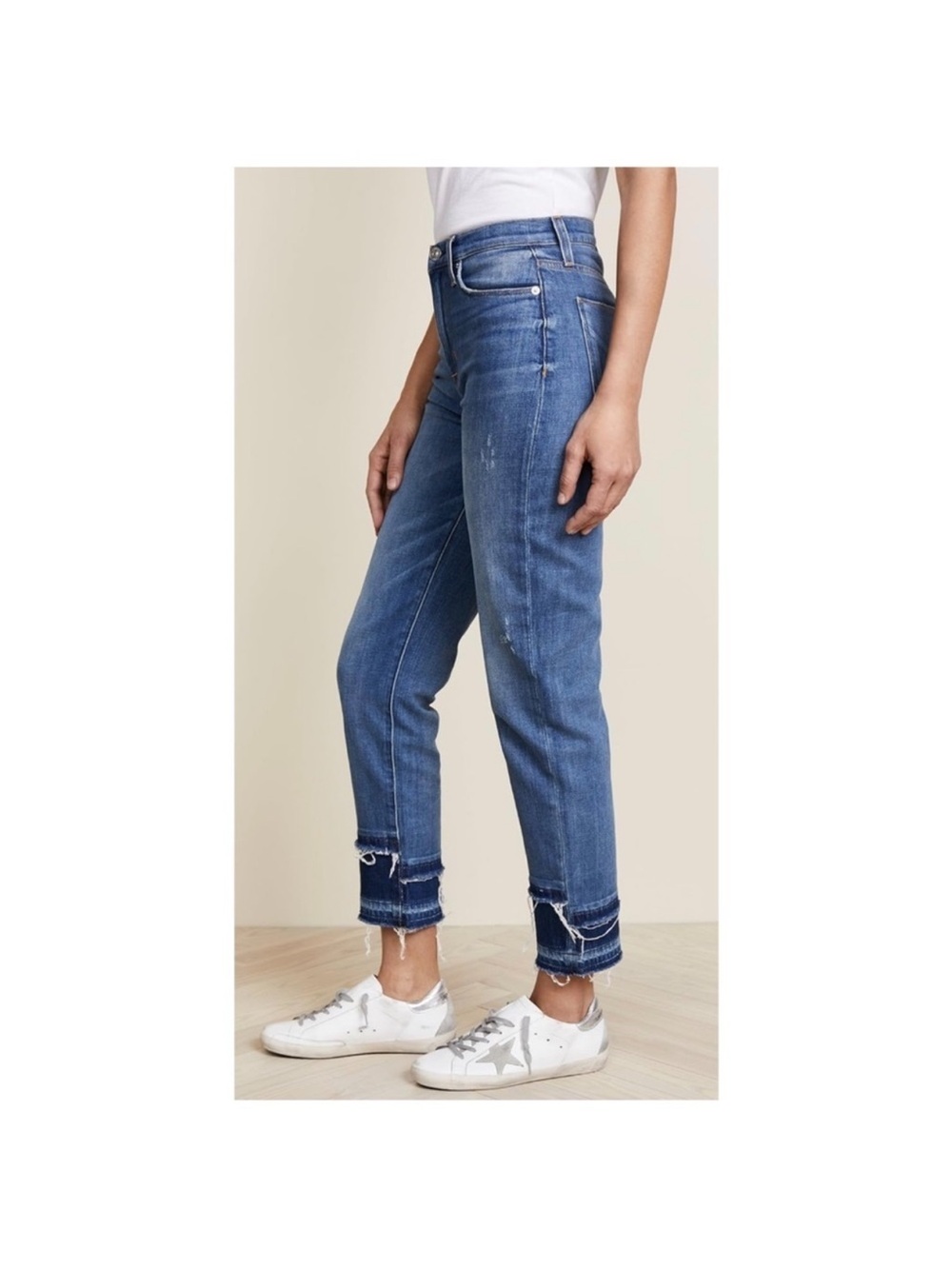 Hudson Zoeey High Rise Straight Cropped Distressed Medium Wash Denim Jeans - Picture 5 of 14